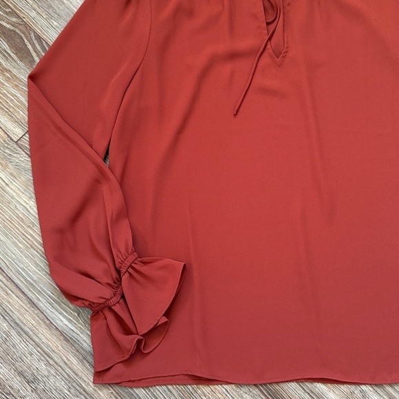 J. Crew Rust Ruffled Blouse - Picture 3 of 13